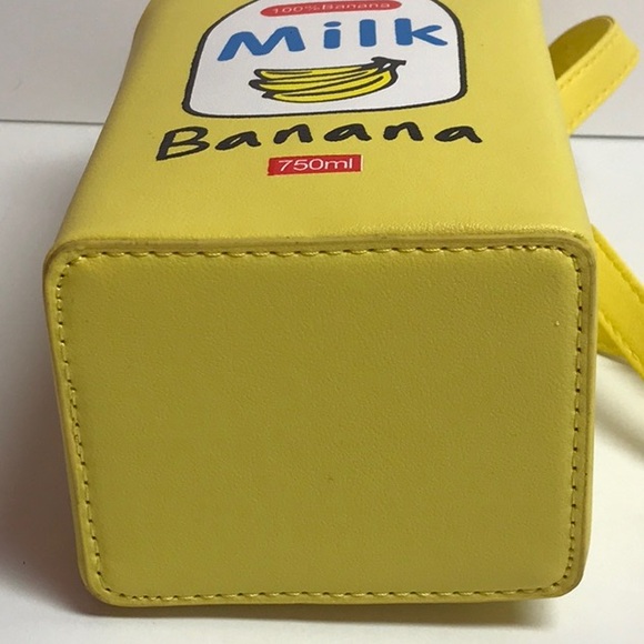 Banana Milk Yellow Milk Carton Faux Leather Shoulder Bag New - Picture 7 of 7